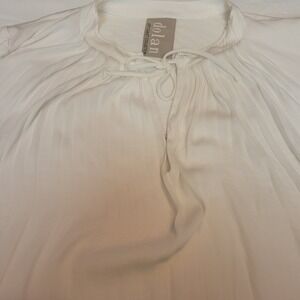 Anthropologie Dolan Left Coast Collection White Pleated Tie Neck Blouse Size L
